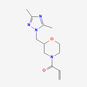 molecular formula C12H18N4O2 B2968900 1-{2-[(3,5-dimethyl-1H-1,2,4-triazol-1-yl)methyl]morpholin-4-yl}prop-2-en-1-one CAS No. 2094505-98-1