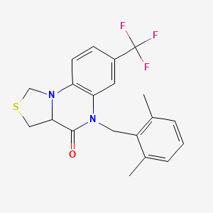 molecular formula C20H19F3N2OS B2968909 5-(2,6-dimethylbenzyl)-7-(trifluoromethyl)-3,3a-dihydro[1,3]thiazolo[3,4-a]quinoxalin-4(5H)-one CAS No. 1025332-07-3
