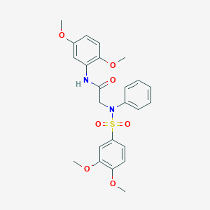 molecular formula C24H26N2O7S B296891 N-(2,5-dimethoxyphenyl)-2-{[(3,4-dimethoxyphenyl)sulfonyl]anilino}acetamide 