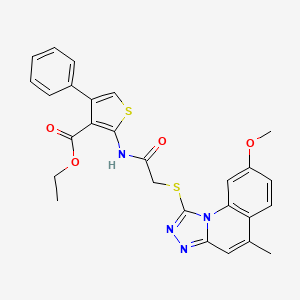 Ethyl 2-(2-((8-methoxy-5-methyl-[1,2,4]triazolo[4,3-a]quinolin-1-yl)thio)acetamido)-4-phenylthiophene-3-carboxylate