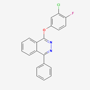 molecular formula C20H12ClFN2O B2968914 1-(3-氯-4-氟苯氧基)-4-苯基酞嗪 CAS No. 496025-05-9