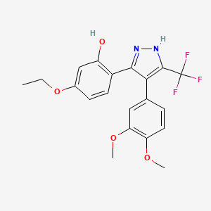 molecular formula C20H19F3N2O4 B2968916 2-(4-(3,4-dimethoxyphenyl)-5-(trifluoromethyl)-1H-pyrazol-3-yl)-5-ethoxyphenol CAS No. 1093061-31-4