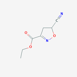 molecular formula C7H8N2O3 B2968920 Ethyl 5-cyano-4,5-dihydro-1,2-oxazole-3-carboxylate CAS No. 40499-67-0