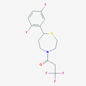 molecular formula C14H14F5NOS B2968922 1-(7-(2,5-Difluorophenyl)-1,4-thiazepan-4-yl)-3,3,3-trifluoropropan-1-one CAS No. 1705513-60-5