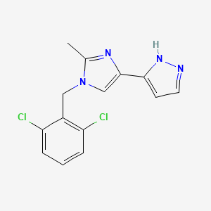 molecular formula C14H12Cl2N4 B2968924 3-[1-(2,6-dichlorobenzyl)-2-methyl-1H-imidazol-4-yl]-1H-pyrazole CAS No. 1007034-27-6