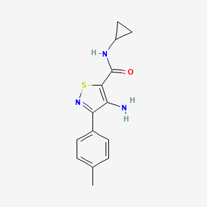 molecular formula C14H15N3OS B2968929 4-amino-N-cyclopropyl-3-(p-tolyl)isothiazole-5-carboxamide CAS No. 1286733-23-0