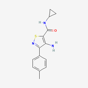 molecular formula C14H15N3OS B2968929 4-amino-N-cyclopropyl-3-(4-methylphenyl)-1,2-thiazole-5-carboxamide CAS No. 1286733-23-0