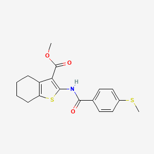 molecular formula C18H19NO3S2 B2968931 Methyl 2-(4-(methylthio)benzamido)-4,5,6,7-tetrahydrobenzo[b]thiophene-3-carboxylate CAS No. 896353-86-9