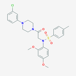 molecular formula C27H30ClN3O5S B296895 N-{2-[4-(3-chlorophenyl)-1-piperazinyl]-2-oxoethyl}-N-(2,4-dimethoxyphenyl)-4-methylbenzenesulfonamide 