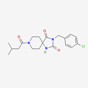 molecular formula C19H24ClN3O3 B2968950 3-(4-Chlorobenzyl)-8-(3-methylbutanoyl)-1,3,8-triazaspiro[4.5]decane-2,4-dione CAS No. 1021126-80-6