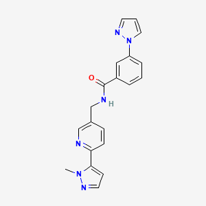 molecular formula C20H18N6O B2968955 N-((6-(1-methyl-1H-pyrazol-5-yl)pyridin-3-yl)methyl)-3-(1H-pyrazol-1-yl)benzamide CAS No. 2034299-33-5