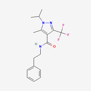 molecular formula C17H20F3N3O B2968960 1-isopropyl-5-methyl-N-phenethyl-3-(trifluoromethyl)-1H-pyrazole-4-carboxamide CAS No. 1226430-64-3