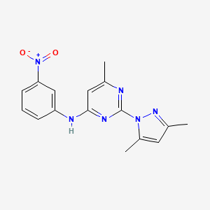 molecular formula C16H16N6O2 B2968963 2-(3,5-dimethyl-1H-pyrazol-1-yl)-6-methyl-N-(3-nitrophenyl)pyrimidin-4-amine CAS No. 1004384-63-7