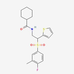 N-[2-[(4-fluoro-3-methylphenyl)sulfonyl]-2-(2-thienyl)ethyl]cyclohexanecarboxamide