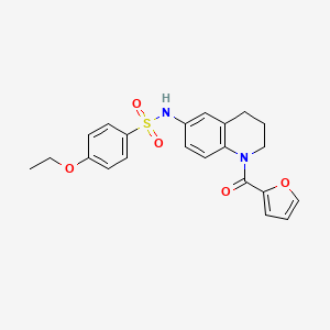 molecular formula C22H22N2O5S B2968977 4-ethoxy-N-(1-(furan-2-carbonyl)-1,2,3,4-tetrahydroquinolin-6-yl)benzenesulfonamide CAS No. 1005299-79-5