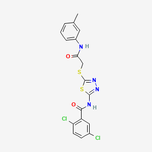 molecular formula C18H14Cl2N4O2S2 B2968987 2,5-二氯-N-(5-((2-氧代-2-(间甲苯胺基)乙基)硫)-1,3,4-噻二唑-2-基)苯甲酰胺 CAS No. 392292-33-0