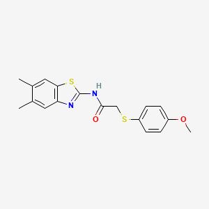 molecular formula C18H18N2O2S2 B2968991 N-(5,6-dimethylbenzo[d]thiazol-2-yl)-2-((4-methoxyphenyl)thio)acetamide CAS No. 941988-29-0