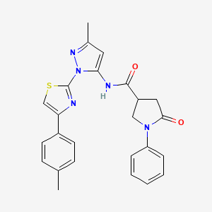 B2969005 N-(3-methyl-1-(4-(p-tolyl)thiazol-2-yl)-1H-pyrazol-5-yl)-5-oxo-1-phenylpyrrolidine-3-carboxamide CAS No. 1019103-32-2