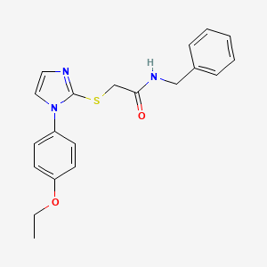 molecular formula C20H21N3O2S B2969012 N-苄基-2-[1-(4-乙氧基苯基)咪唑-2-基]硫代乙酰胺 CAS No. 688336-56-3