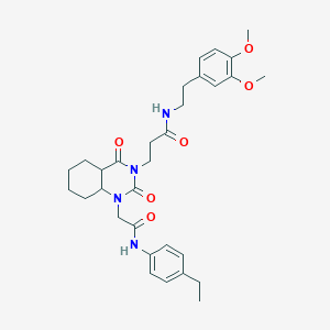 molecular formula C31H34N4O6 B2969015 N-[2-(3,4-dimethoxyphenyl)ethyl]-3-[1-[2-(4-ethylanilino)-2-oxoethyl]-2,4-dioxo-4a,5,6,7,8,8a-hexahydroquinazolin-3-yl]propanamide CAS No. 899915-78-7