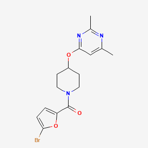 molecular formula C16H18BrN3O3 B2969017 (5-溴呋喃-2-基)(4-((2,6-二甲基嘧啶-4-基)氧基)哌啶-1-基)甲酮 CAS No. 2034633-22-0