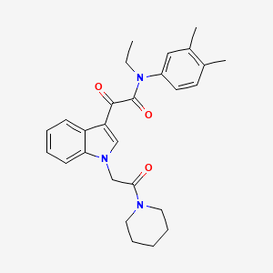 molecular formula C27H31N3O3 B2969019 N-(3,4-二甲基苯基)-N-乙基-2-氧代-2-[1-(2-氧代-2-哌啶-1-基乙基)吲哚-3-基]乙酰胺 CAS No. 872862-45-8