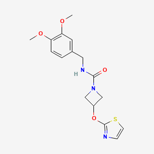 molecular formula C16H19N3O4S B2969020 N-(3,4-二甲氧基苄基)-3-(噻唑-2-基氧基)氮杂环丁烷-1-甲酰胺 CAS No. 1798056-67-3