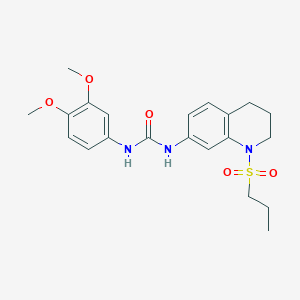 molecular formula C21H27N3O5S B2969021 1-(3,4-Dimethoxyphenyl)-3-(1-(propylsulfonyl)-1,2,3,4-tetrahydroquinolin-7-yl)urea CAS No. 1203008-42-7