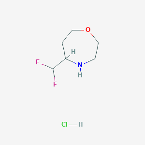 molecular formula C6H12ClF2NO B2969027 5-(二氟甲基)-1,4-恶杂环己烷；盐酸盐 CAS No. 2361644-80-4