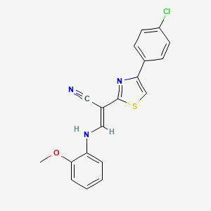 (E)-2-(4-(4-chlorophenyl)thiazol-2-yl)-3-((2-methoxyphenyl)amino)acrylonitrile
