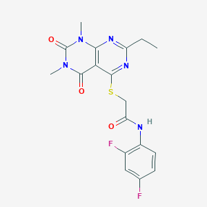 N-(2,4-difluorophenyl)-2-((2-ethyl-6,8-dimethyl-5,7-dioxo-5,6,7,8-tetrahydropyrimido[4,5-d]pyrimidin-4-yl)thio)acetamide