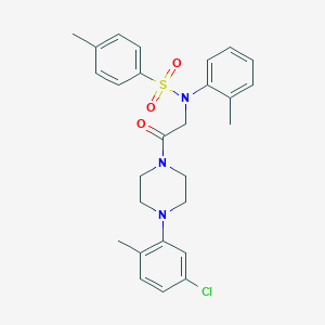 molecular formula C27H30ClN3O3S B296905 N-{2-[4-(5-chloro-2-methylphenyl)-1-piperazinyl]-2-oxoethyl}-4-methyl-N-(2-methylphenyl)benzenesulfonamide 
