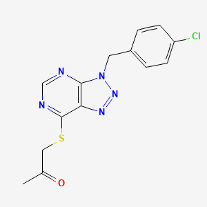 molecular formula C14H12ClN5OS B2969055 1-[3-[(4-Chlorophenyl)methyl]triazolo[4,5-d]pyrimidin-7-yl]sulfanylpropan-2-one CAS No. 941911-63-3