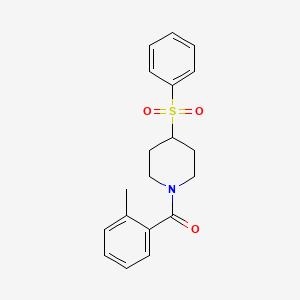 molecular formula C19H21NO3S B2969074 (4-(Phenylsulfonyl)piperidin-1-yl)(o-tolyl)methanone CAS No. 1797682-26-8