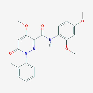 molecular formula C21H21N3O5 B2969076 N-(2,4-二甲氧基苯基)-4-甲氧基-1-(2-甲基苯基)-6-氧代吡啶嗪-3-甲酰胺 CAS No. 941944-45-2