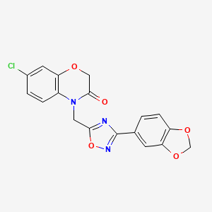 molecular formula C18H12ClN3O5 B2969079 4-((3-(benzo[d][1,3]dioxol-5-yl)-1,2,4-oxadiazol-5-yl)methyl)-7-chloro-2H-benzo[b][1,4]oxazin-3(4H)-one CAS No. 1105232-32-3