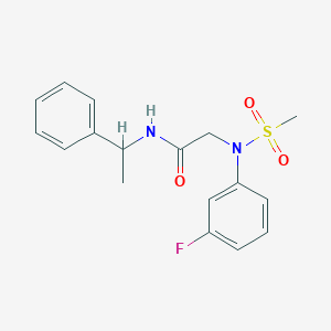 molecular formula C17H19FN2O3S B296909 2-[3-fluoro(methylsulfonyl)anilino]-N-(1-phenylethyl)acetamide 