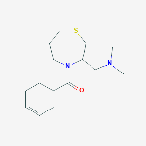 molecular formula C15H26N2OS B2969102 Cyclohex-3-en-1-yl(3-((dimethylamino)methyl)-1,4-thiazepan-4-yl)methanone CAS No. 1448037-92-0