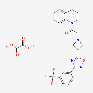 molecular formula C25H23F3N4O6 B2969103 1-(3,4-dihydroquinolin-1(2H)-yl)-2-(3-(3-(3-(trifluoromethyl)phenyl)-1,2,4-oxadiazol-5-yl)azetidin-1-yl)ethanone oxalate CAS No. 1351613-58-5