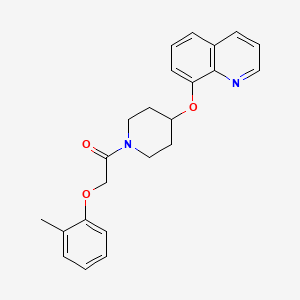 molecular formula C23H24N2O3 B2969107 1-(4-(Quinolin-8-yloxy)piperidin-1-yl)-2-(o-tolyloxy)ethanone CAS No. 2034432-08-9