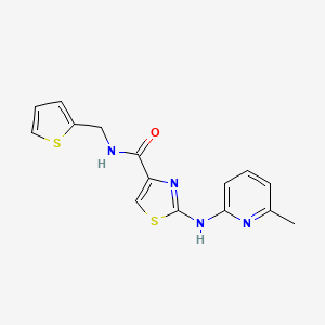 molecular formula C15H14N4OS2 B2969111 2-((6-methylpyridin-2-yl)amino)-N-(thiophen-2-ylmethyl)thiazole-4-carboxamide CAS No. 1286719-32-1