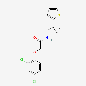 molecular formula C16H15Cl2NO2S B2969120 2-(2,4-dichlorophenoxy)-N-((1-(thiophen-2-yl)cyclopropyl)methyl)acetamide CAS No. 1207034-49-8