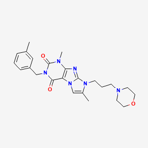 molecular formula C24H30N6O3 B2969134 1,7-dimethyl-3-(3-methylbenzyl)-8-(3-morpholinopropyl)-1H-imidazo[2,1-f]purine-2,4(3H,8H)-dione CAS No. 927583-46-8