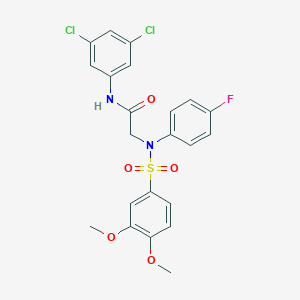 molecular formula C22H19Cl2FN2O5S B296914 N-(3,5-dichlorophenyl)-2-{[(3,4-dimethoxyphenyl)sulfonyl]-4-fluoroanilino}acetamide 