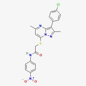 2-((3-(4-chlorophenyl)-2,5-dimethylpyrazolo[1,5-a]pyrimidin-7-yl)thio)-N-(4-nitrophenyl)acetamide