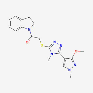 1-(indolin-1-yl)-2-((5-(3-methoxy-1-methyl-1H-pyrazol-4-yl)-4-methyl-4H-1,2,4-triazol-3-yl)thio)ethanone