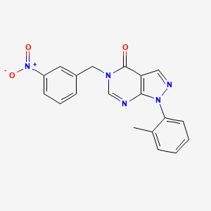 molecular formula C19H15N5O3 B2969157 1-(2-Methylphenyl)-5-[(3-nitrophenyl)methyl]pyrazolo[3,4-d]pyrimidin-4-one CAS No. 895012-89-2
