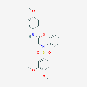 molecular formula C23H24N2O6S B296916 2-{[(3,4-dimethoxyphenyl)sulfonyl]anilino}-N-(4-methoxyphenyl)acetamide 