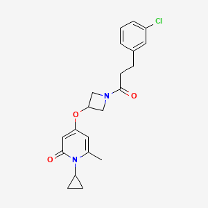 molecular formula C21H23ClN2O3 B2969163 4-((1-(3-(3-chlorophenyl)propanoyl)azetidin-3-yl)oxy)-1-cyclopropyl-6-methylpyridin-2(1H)-one CAS No. 2034427-72-8