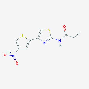 molecular formula C10H9N3O3S2 B2969164 N-(4-(4-nitrothiophen-2-yl)thiazol-2-yl)propionamide CAS No. 391867-97-3